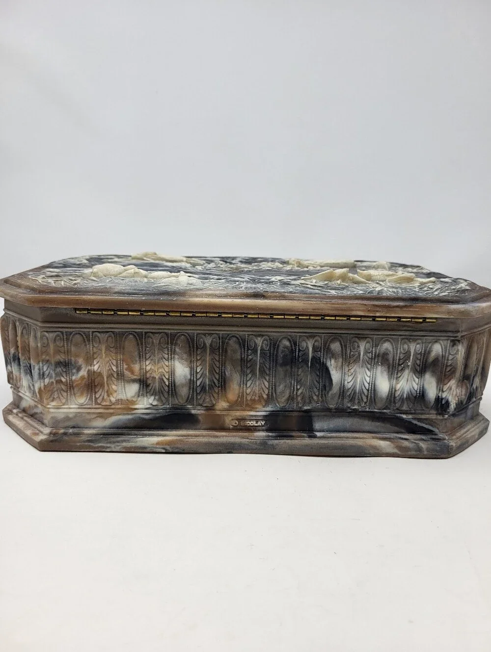 Incolay Stone Jewelry Keepsake Box Woodland Wildlife Vintage Deer Duck Rabbits